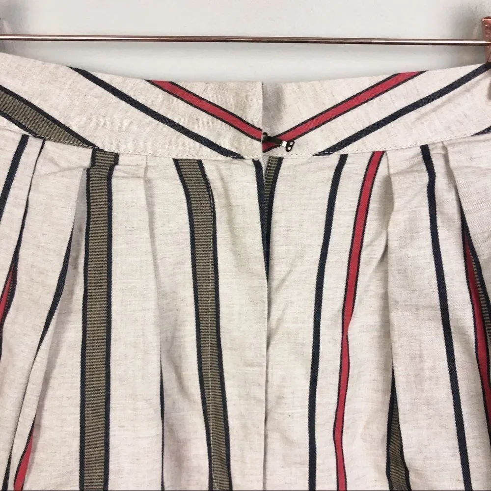 J.O.A LOS ANGELES | High Rise Striped Beige Black & Red Shorts Women’s Size M